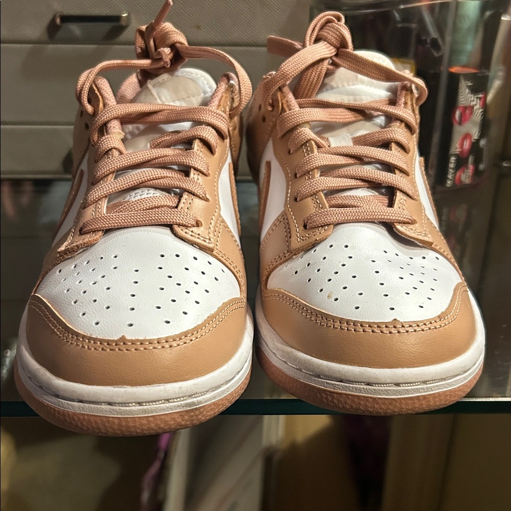 Stylish Kids' White and Tan Sneakers